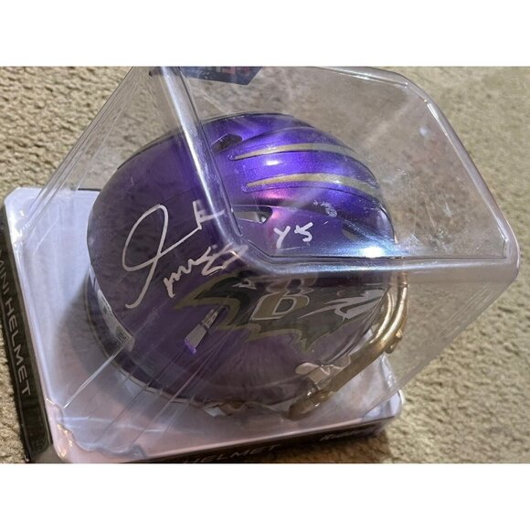 Derrick Mason Signed Baltimore Ravens Flash Alternate Mini Helmet W/ Beckett COA - Picture 1 of 5